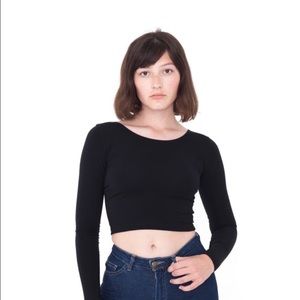 American Apparel Scoop Neck Long Sleeve Crop Top